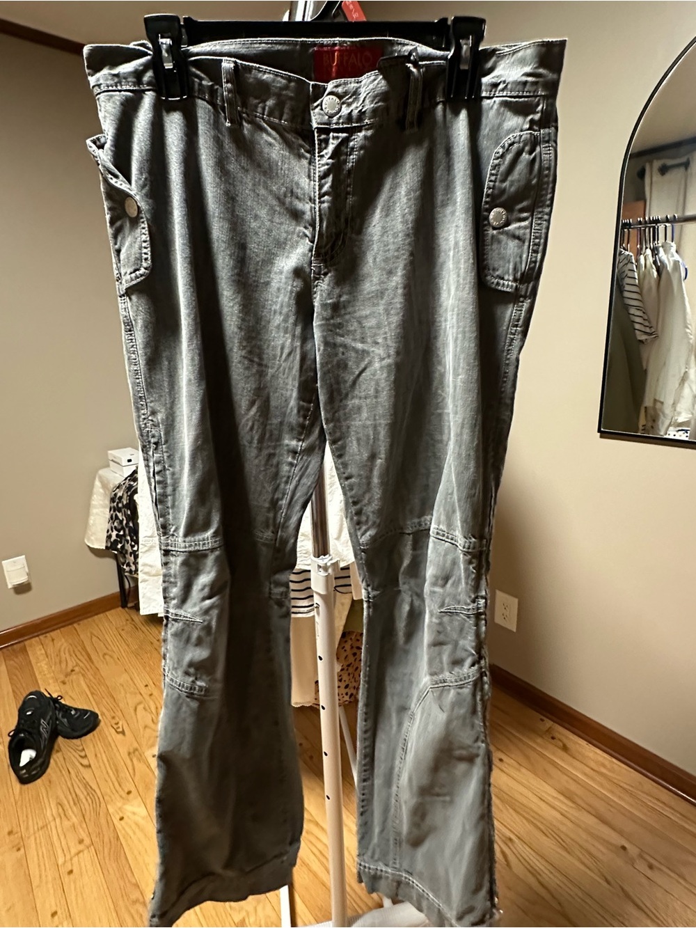 Buffalo David Bitton Men's Gray Bootcut Utility Jeans with Side Pockets